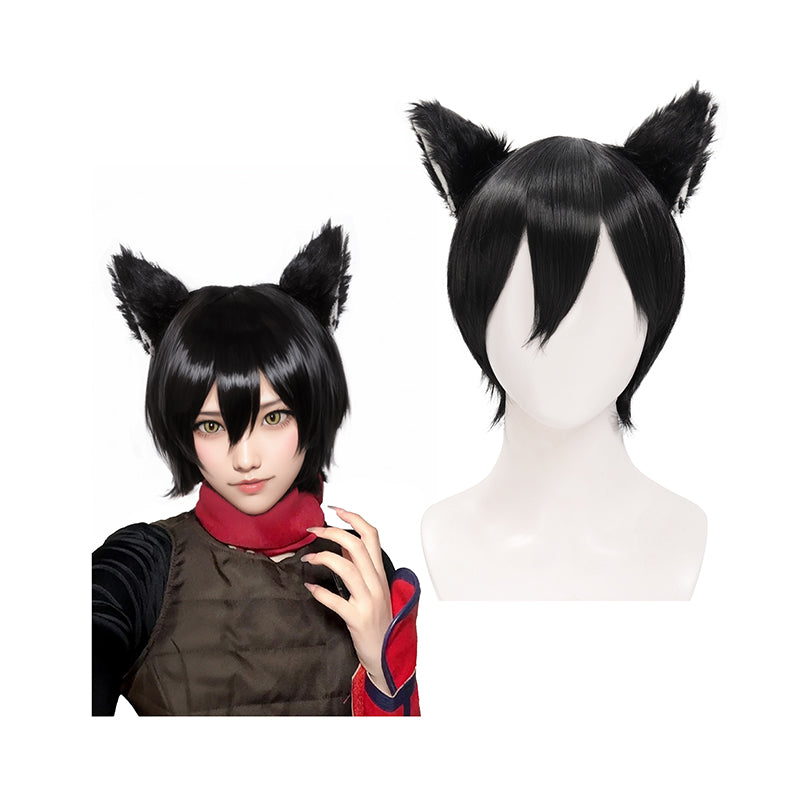 Izutsumi Cosplay Wig with Cat Ears Headband for Halloween Party