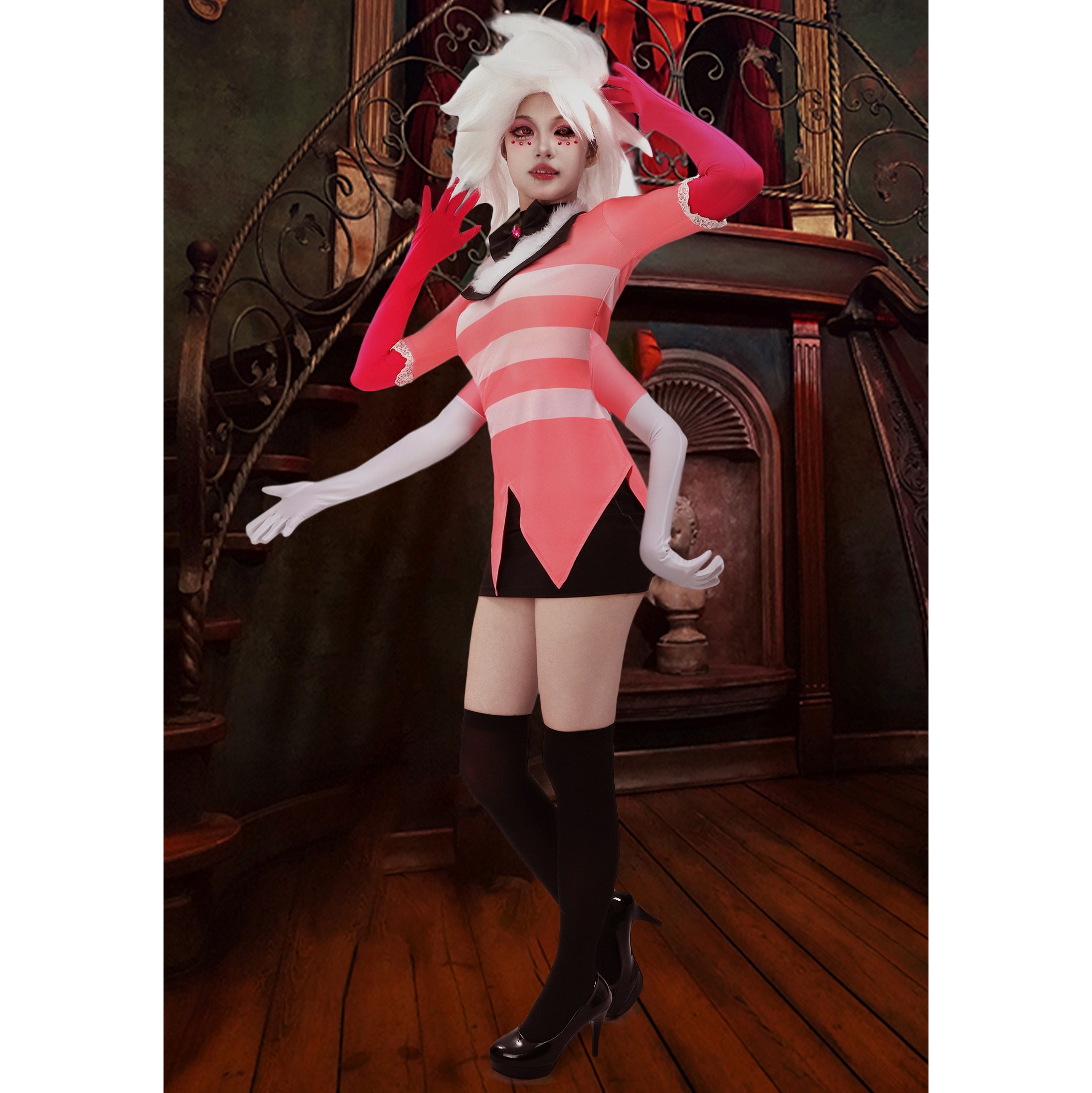 Angel Dust Cosplay Costume Women Outfit Full Set for Halloween