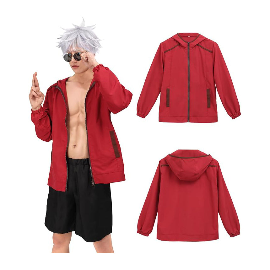 Satoru Cosplay Hoodie Coat Men US Size Zip Up Beach Casual Costume