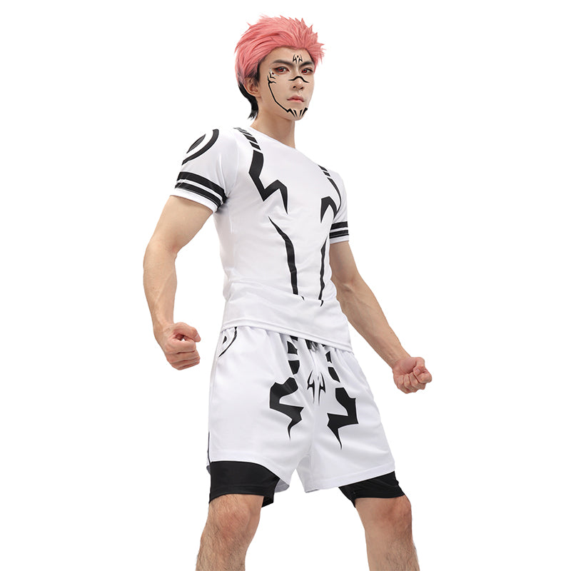 Ryomen Sukuna Men Cosplay Costume Gym Wear Trainer Outfit Workout Set