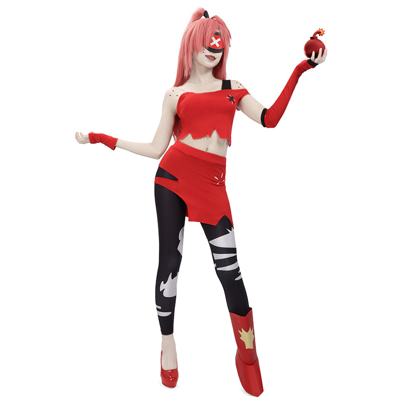 Women Cherri Bomb Cosplay Costume With Gloves Eye Mask Shoes Cover Full Set Outfit