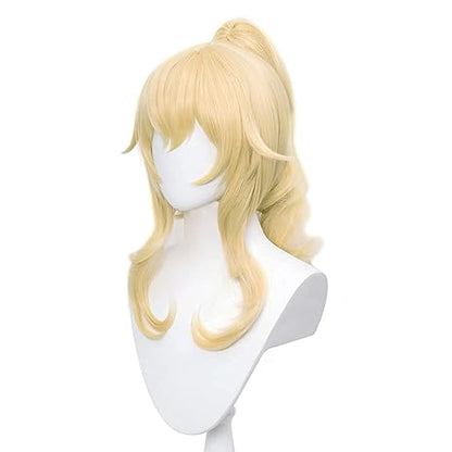 Jean Cosplay Wig Wavy Blonde Ponytail Hairs with Bangs