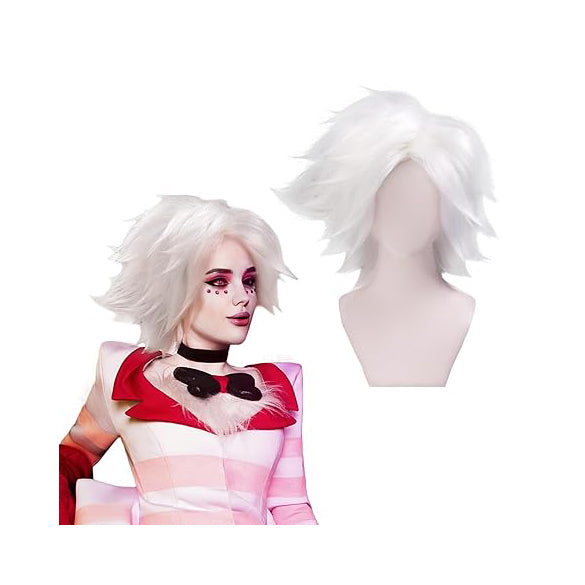 Angel Cosplay Wig Short White Wig for Women Halloween Costume
