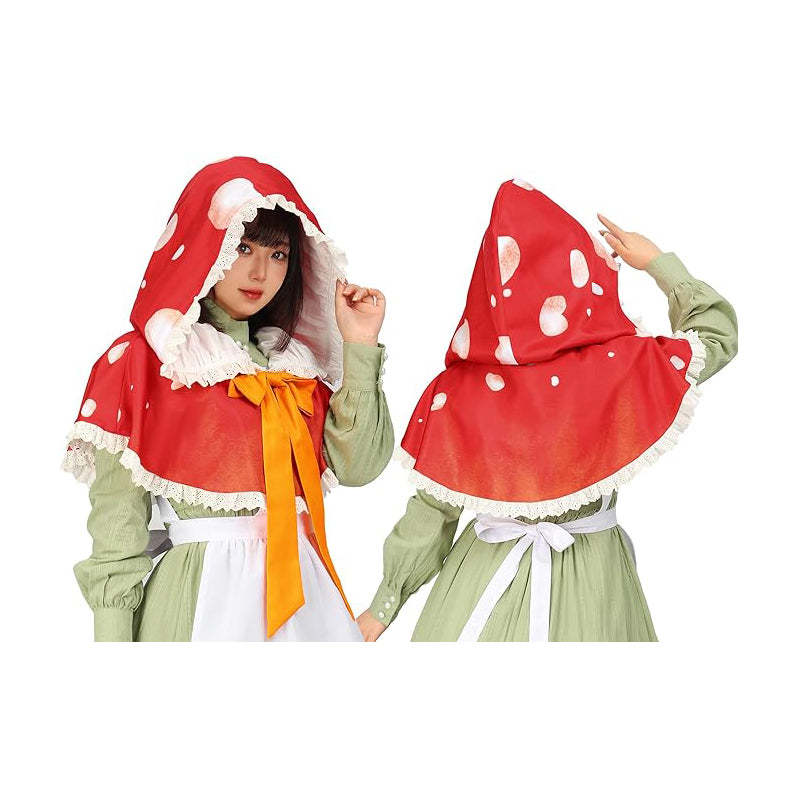 Red Mushroom Hat Cowl Hood Gnome Cosplay Spotted Cape Cottagecore Costume Christmas Accessories