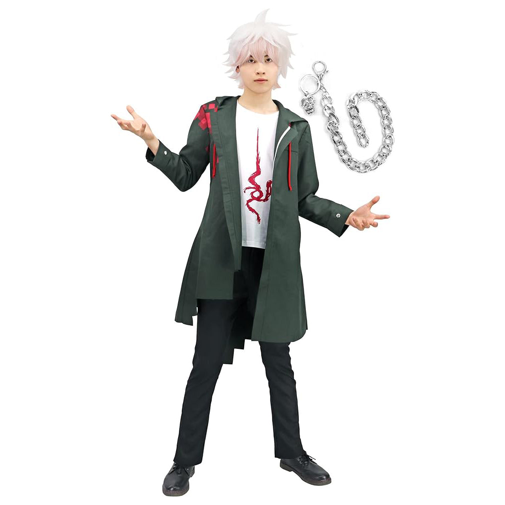 Men Cosplay Costume Jacket Shirt with Silver Chain for Halloween Party