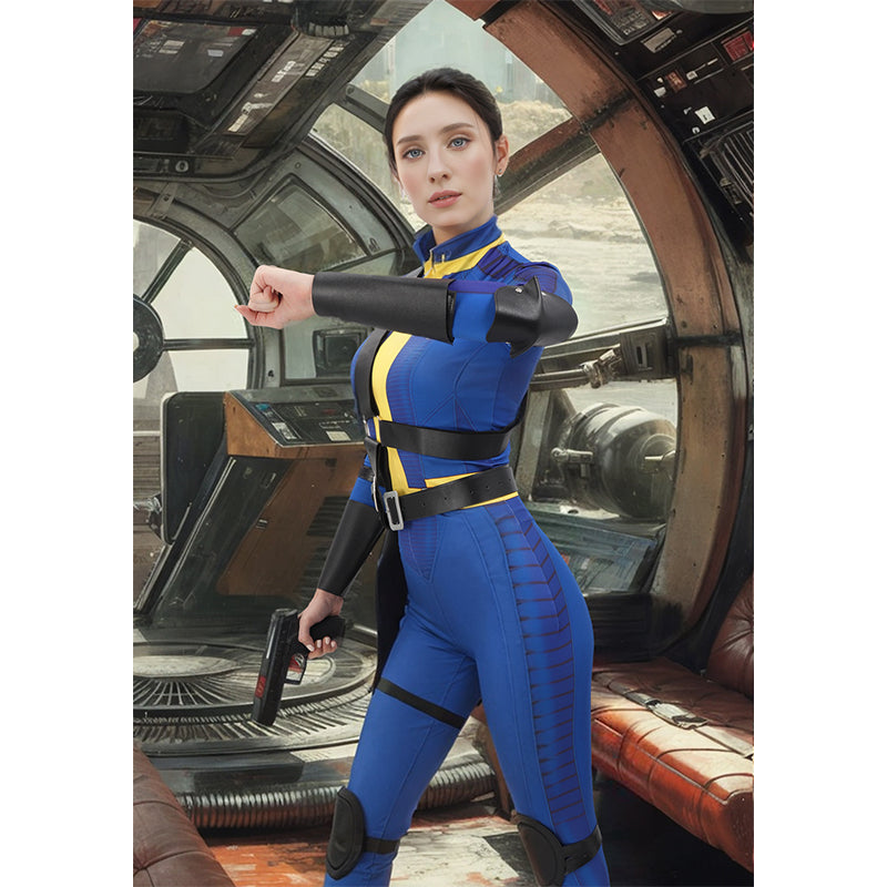 Women Lucy 33 Dweller Cosplay Bodysuit Costume Jumpsuit Blue Outfit for Halloween