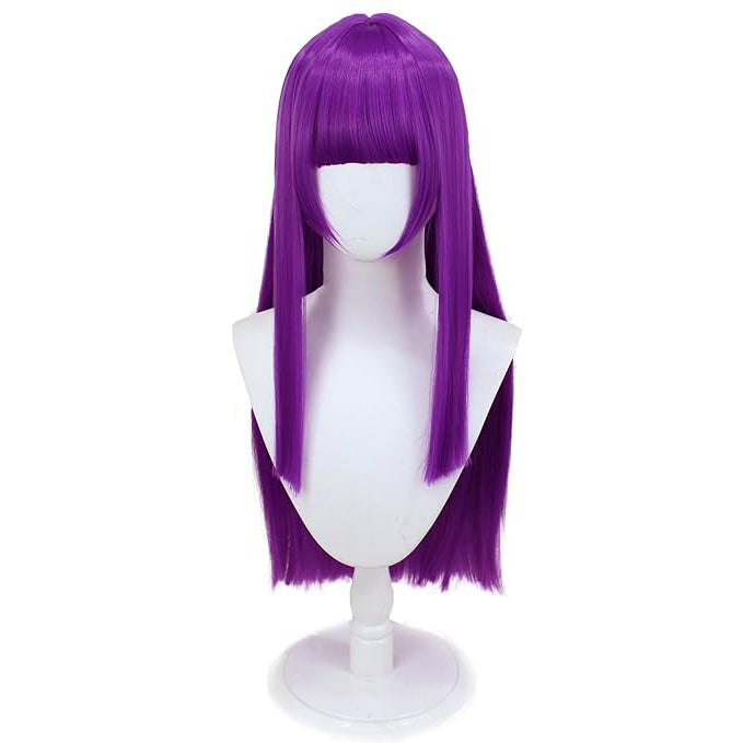Frieren Cosplay Wig Purple Long Straight with Bangs for Halloween Costume Party