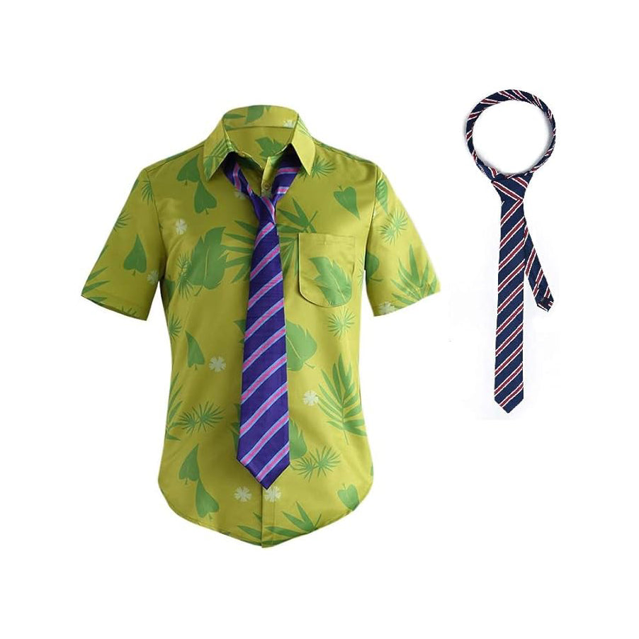 Green Printed T-Shirt Purple Tie for Mens Hawaiian Floral Shirts Cosplay St. Patrick&