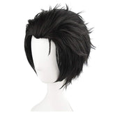 Men Anime Cosplay Wig Short Balck Classical Slicked-back Hair