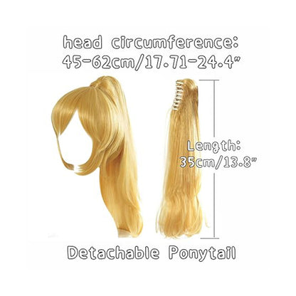 Women Bowsette Blonde Wig With Ponytail Clip