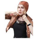 Women Steampunk PU Leather Aviator Hat Pilot Cap with Ear Flaps