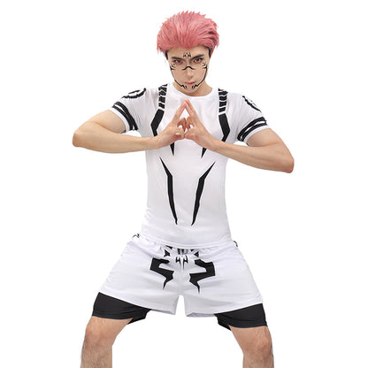 Ryomen Sukuna Men Cosplay Costume Gym Wear Trainer Outfit Workout Set