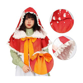 Red Mushroom Hat Cowl Hood Gnome Cosplay Spotted Cape