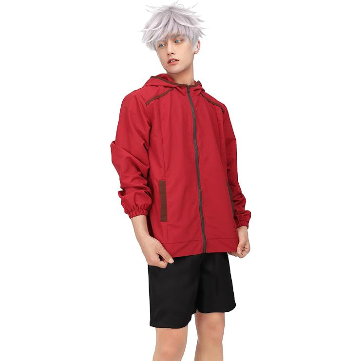 Satoru Cosplay Hoodie Coat Men US Size Zip Up Beach Casual Costume