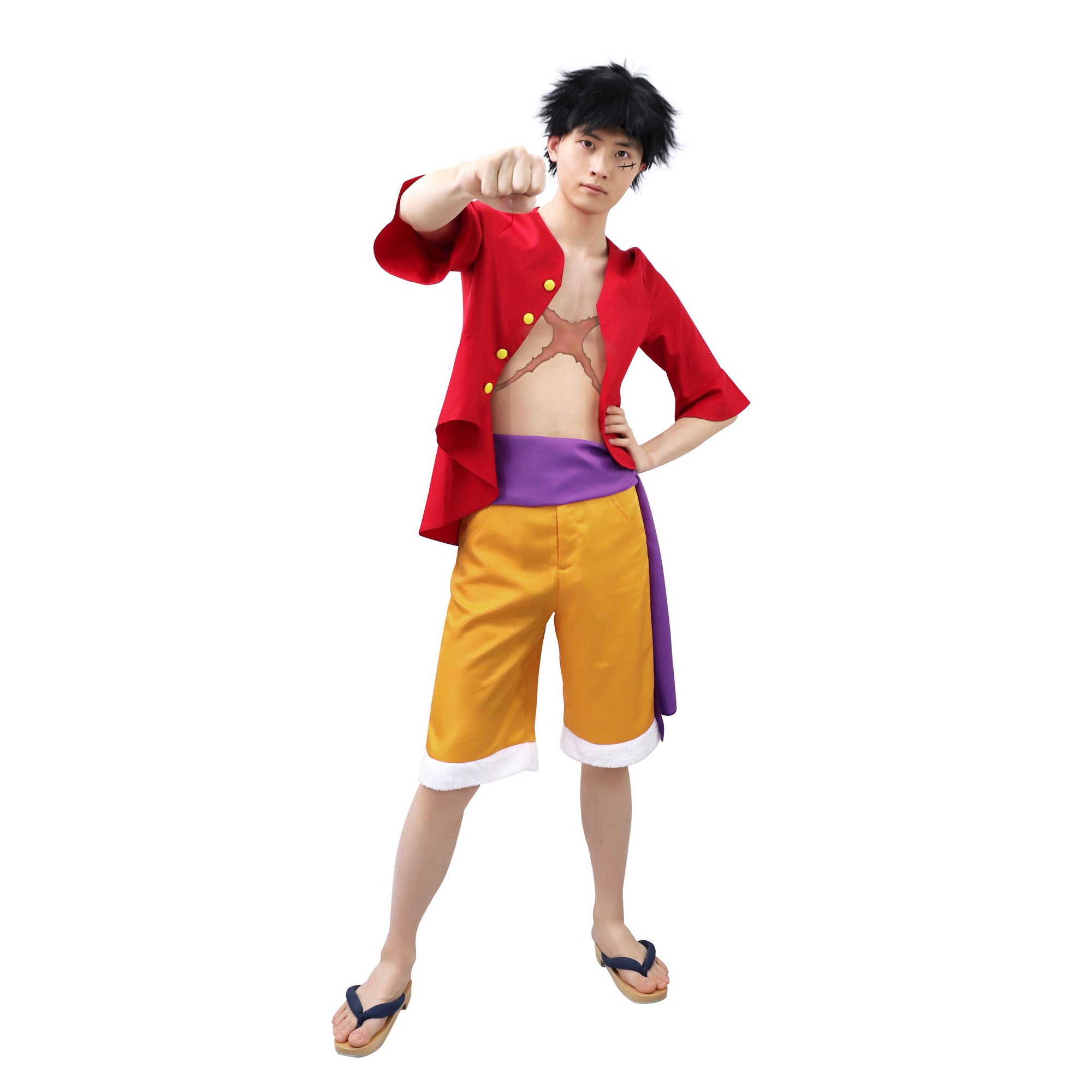 ONE PIECE Monkey D Luffy Costume Kids Luffy Red Shirt Cosplay Wano Outfits  Dress Up for Halloween Comic Con for Adult Kids Toddler Boys 