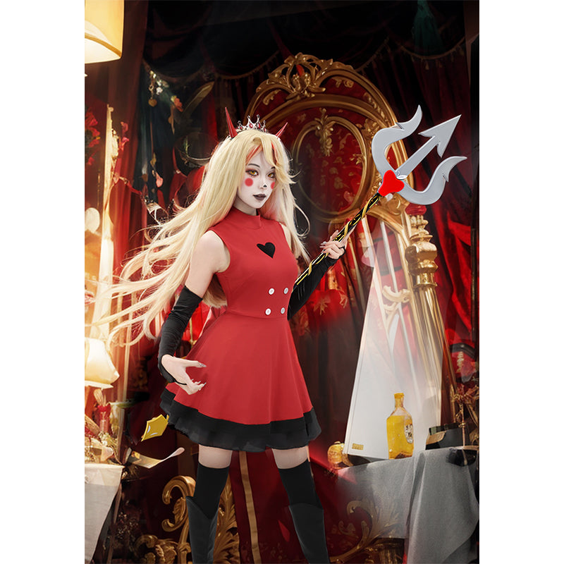 Charlie Morningstar Women Cosplay Costume Red Dress 