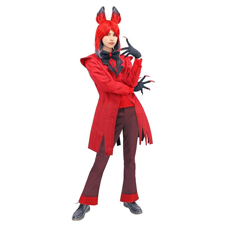 Red Cosplay Costume Jacket Outfits with Tie and Glove