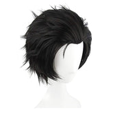 Men Anime Cosplay Wig Short Balck Classical Slicked-back Hair