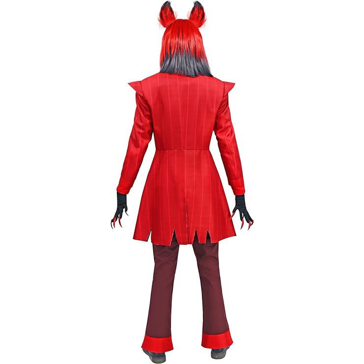 Red Cosplay Costume Jacket Outfits with Tie and Glove for Halloween Parties