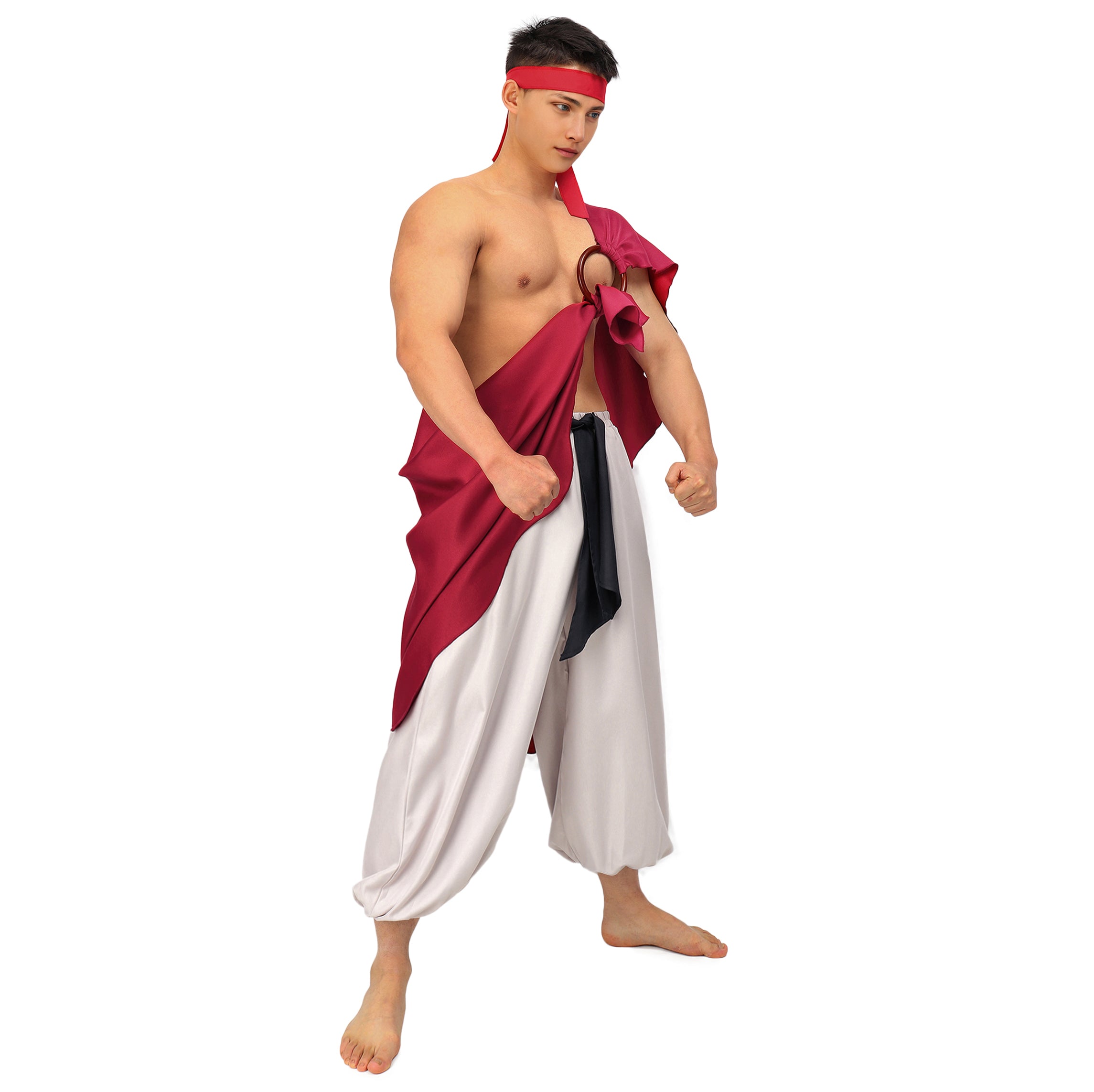 Game Fighter Kasaya Robe Cloak Headband Cosplay Costume