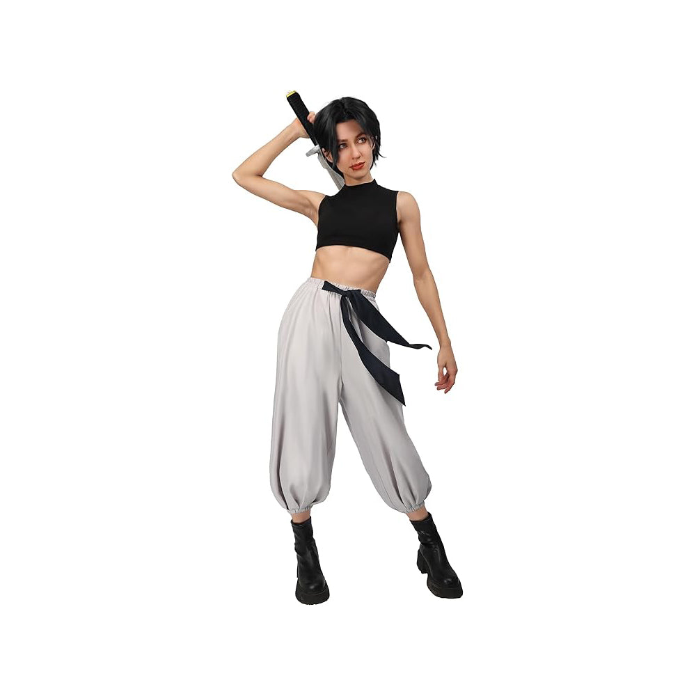 Toji Fushiguro Cosplay Women Costume Black Stretchy Crop Top Pants Outfit