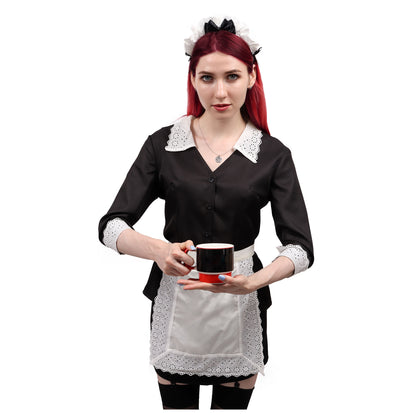 Moira Cosplay Costume French Maid Apron Dress Women Outfits