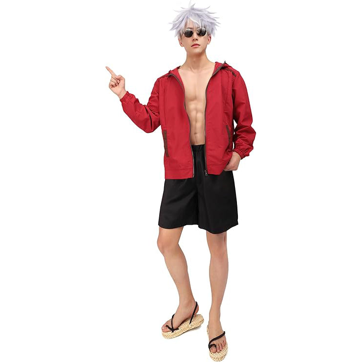 Satoru Cosplay Hoodie Coat Men US Size Zip Up Beach Casual Costume