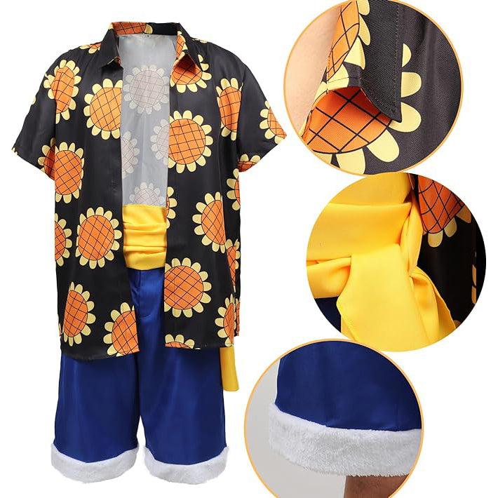  Luffy Sunflower Shirt Shorts with Sash