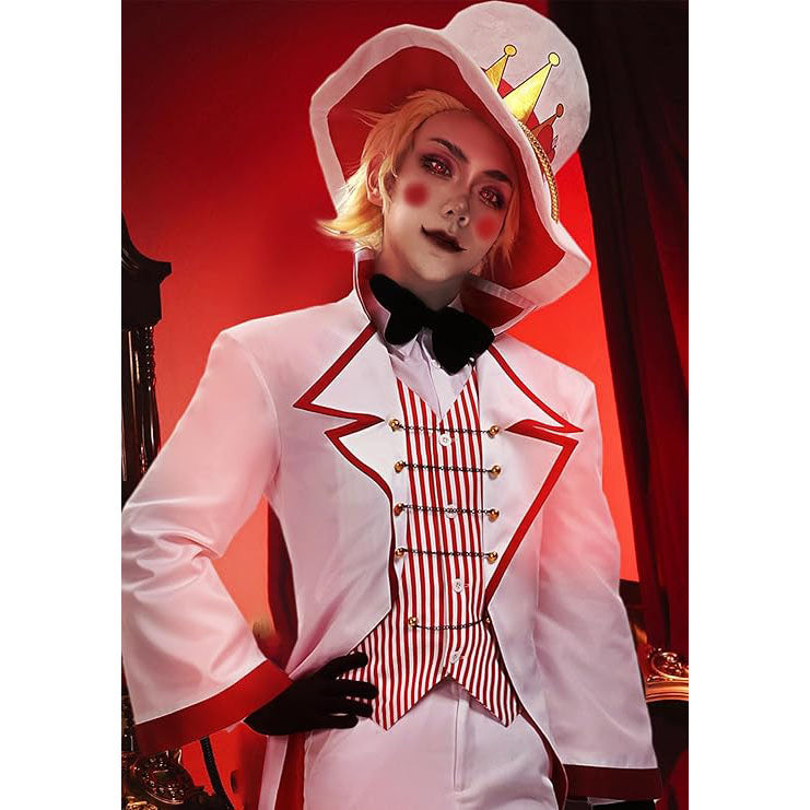 Lucifer Morningstar Cosplay Hat White Red Cap for Adult Halloween