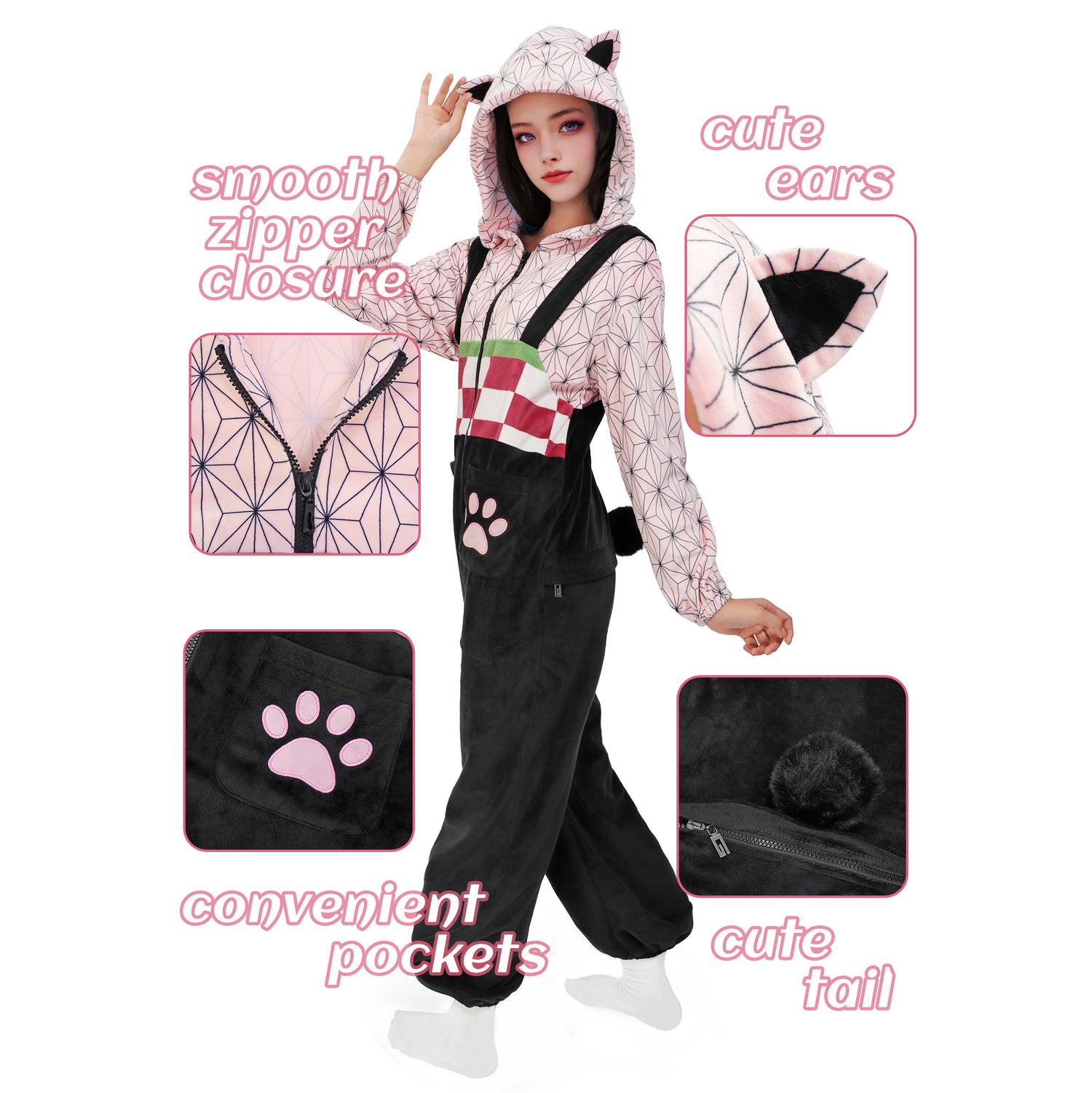 Women Kamado Cosplay Pajamas for Halloween