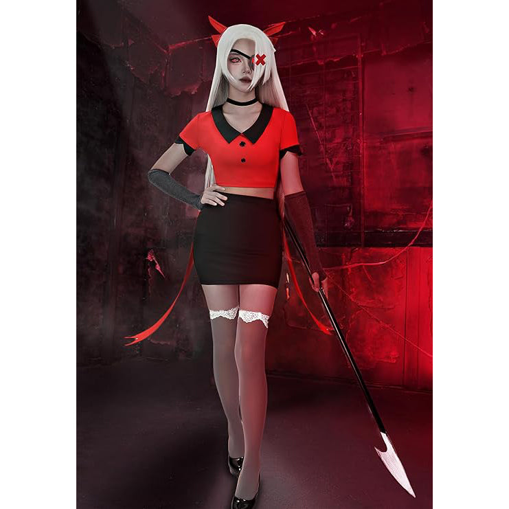 Vaggie Cosplay Costume with Top Skirt Gloves Full Set Uniform Outfit for Women Halloween