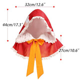 Red Mushroom Hat Cowl Hood Gnome Cosplay Spotted Cape