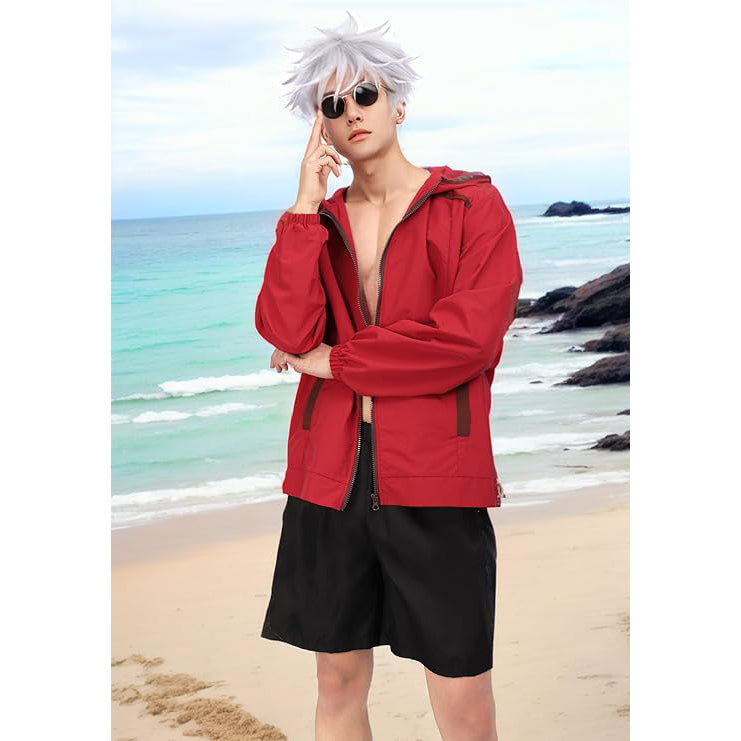 Satoru Cosplay Hoodie Coat Men US Size Zip Up Beach Casual Costume