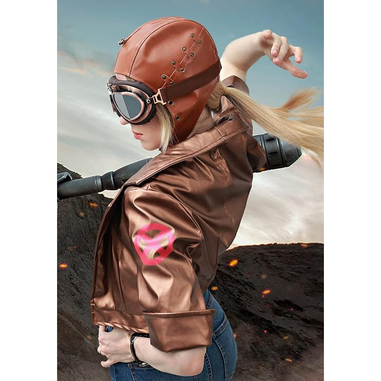 Women Steampunk PU Leather Aviator Hat Pilot Cap with Ear Flaps