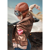 Women Steampunk PU Leather Aviator Hat Pilot Cap with Ear Flaps