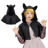 Women Medieval Cowl Hood with Cat Ear Vintage Hat Cloak Cosplay Cloak