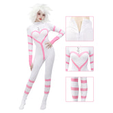 Women Angel Dust Cosplay Bodysuit Costume Jumpsuit Anime White Outfit for Halloween