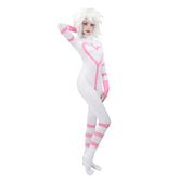 Women Angel Dust Cosplay Bodysuit Costume Jumpsuit Anime White Outfit for Halloween