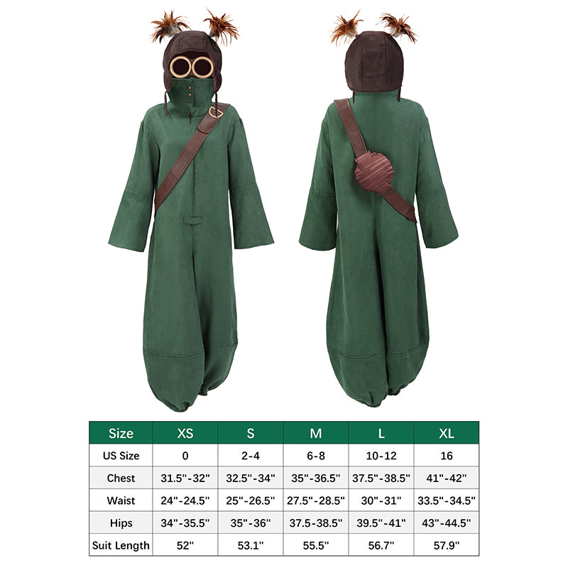 Game Nightmares Cosplay Costume Green Jumpsuit Full Set with Glasses Cap US Size