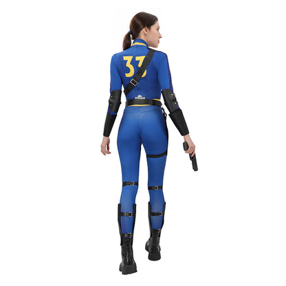 Women Lucy 33 Dweller Cosplay Bodysuit Costume Jumpsuit Blue Outfit for Halloween