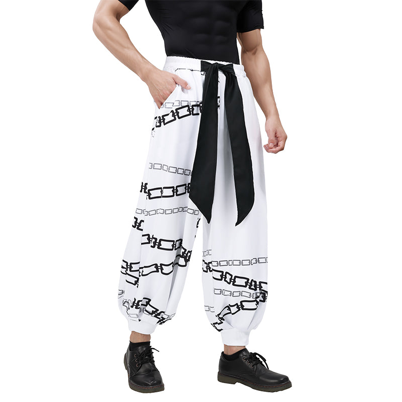 Men Toji Fushiguro Cosplay Anime Printed Chain Pants US Size