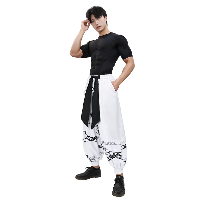 Men Toji Fushiguro Cosplay Anime Printed Chain Pants US Size