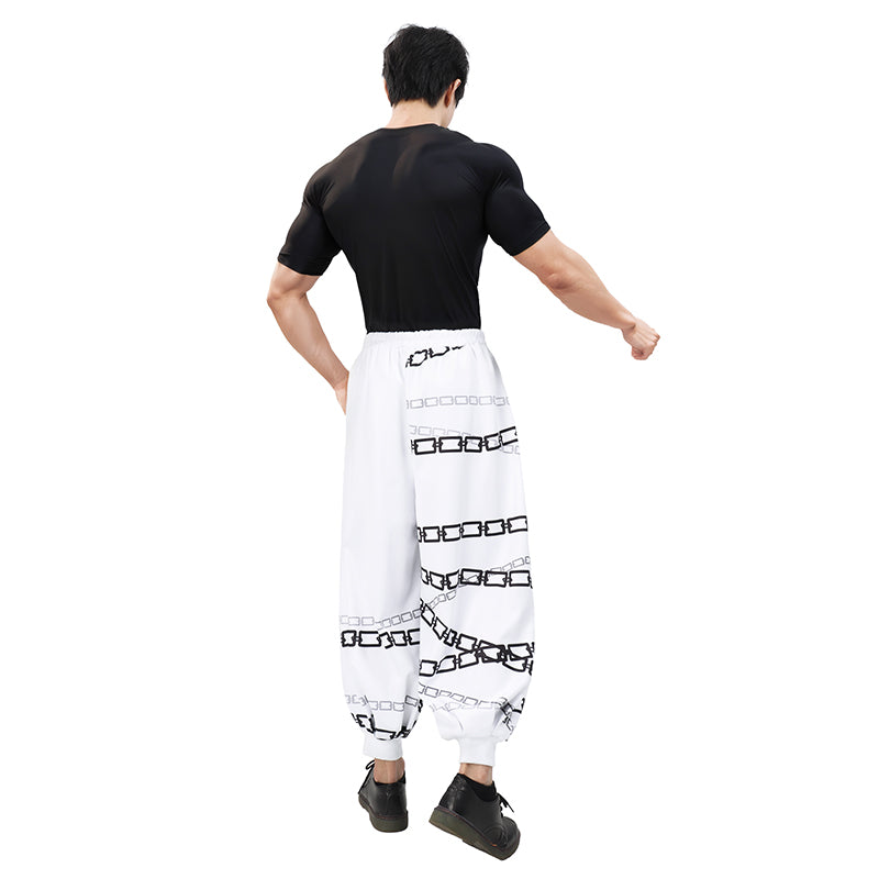 Men Toji Fushiguro Cosplay Anime Printed Chain Pants US Size