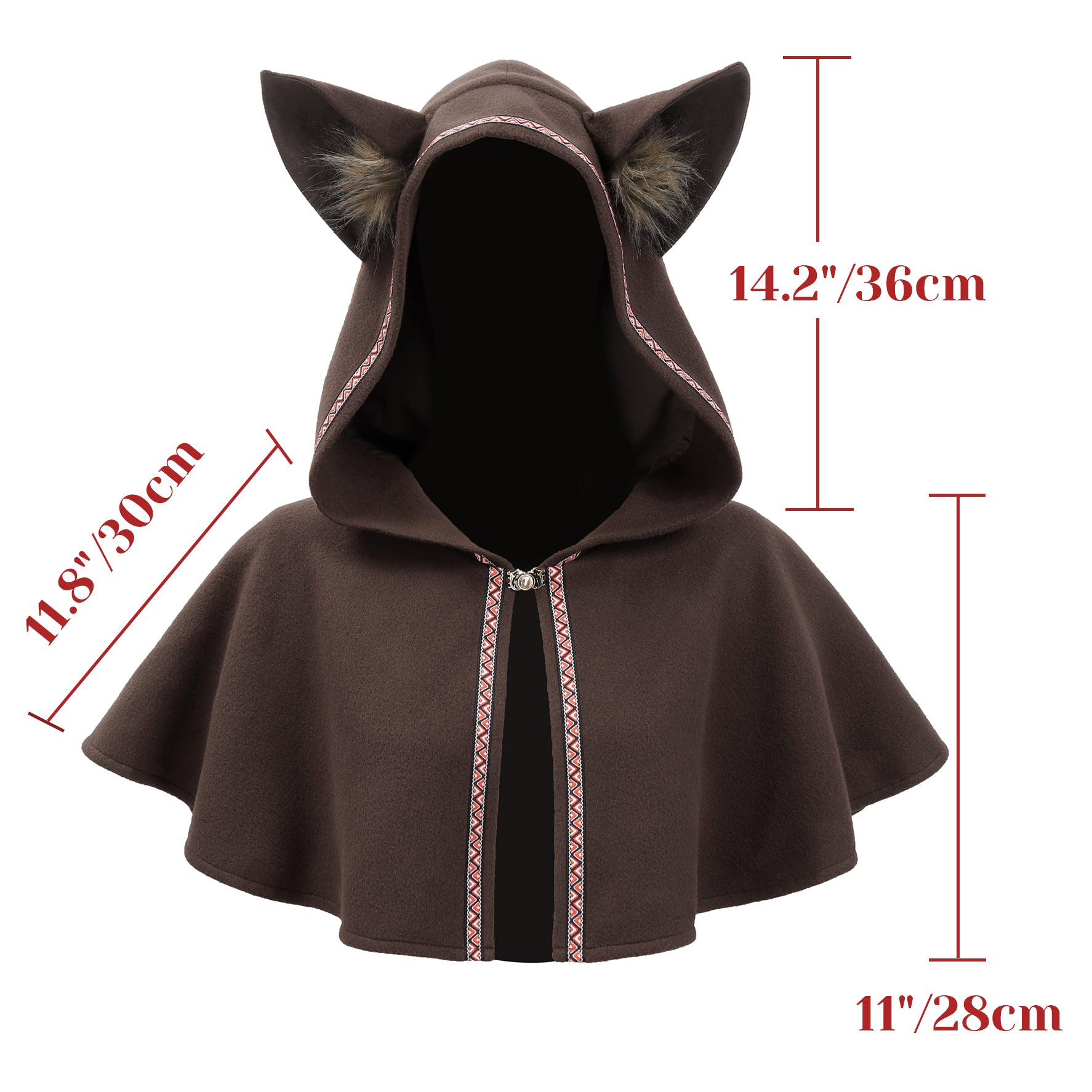 Women Medieval Cowl Hood with Cat Ear Vintage Hat Cloak Cosplay Cloak