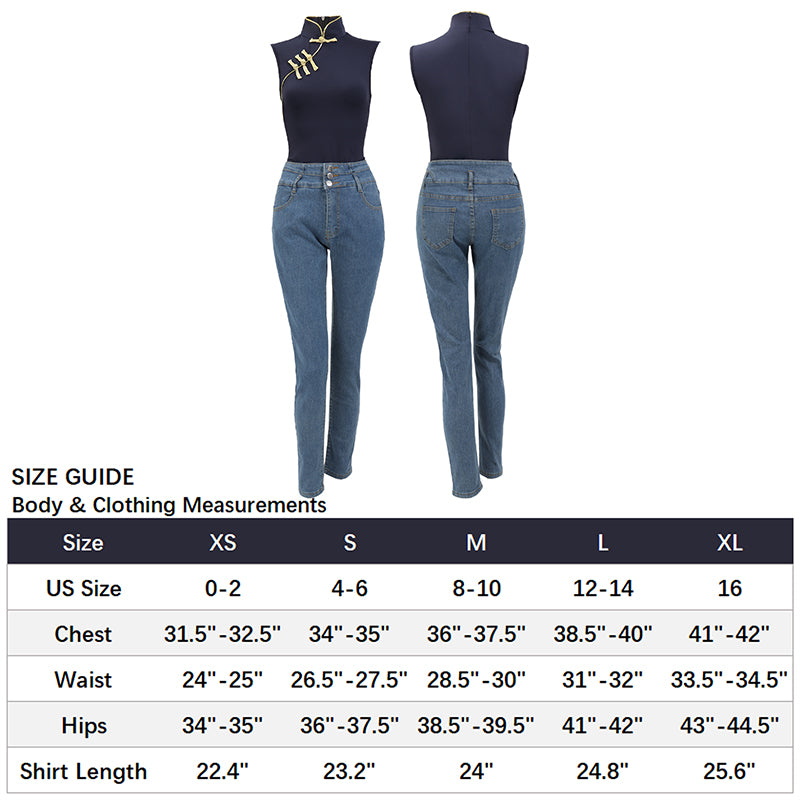 Yuki Tsukumo Women Cosplay Costumes Anime JJK Classical Knot Button Tops Jeans US Size