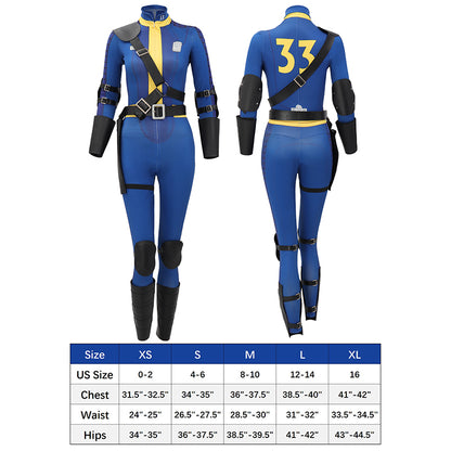 Women Lucy 33 Dweller Cosplay Bodysuit Costume Jumpsuit Blue Outfit for Halloween