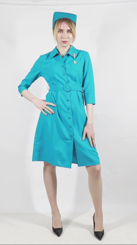 Ratched Cosplay Costume Blue Nurse Dress