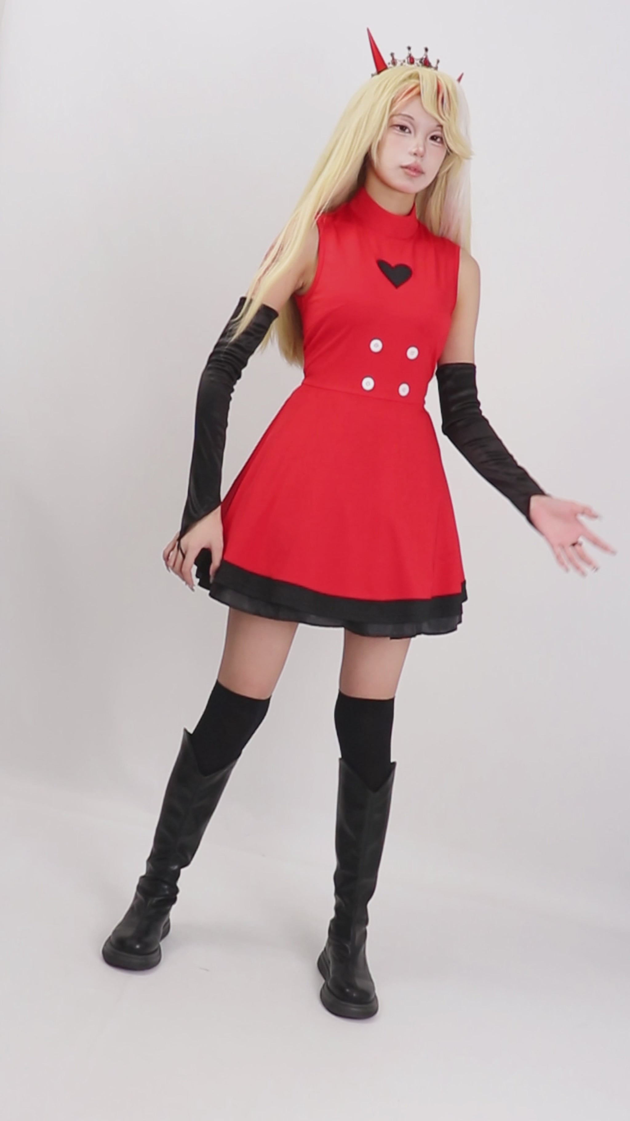 Charlie Morningstar Women Cosplay Costume Red Dress 